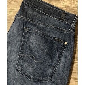 7 For All Mankind Standard Dark Wash Straight Leg Button Fly Jeans‎ Size 36x35